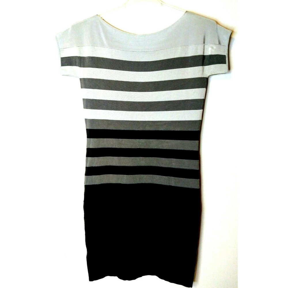 French Connection Sheath Bodycon Pencil Dress 10 Gray Black Ombre Knit